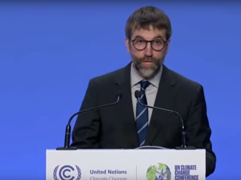 A photo of Canadian environment minister Steven Guilbeault at the COP26 meeting in November of 2021.