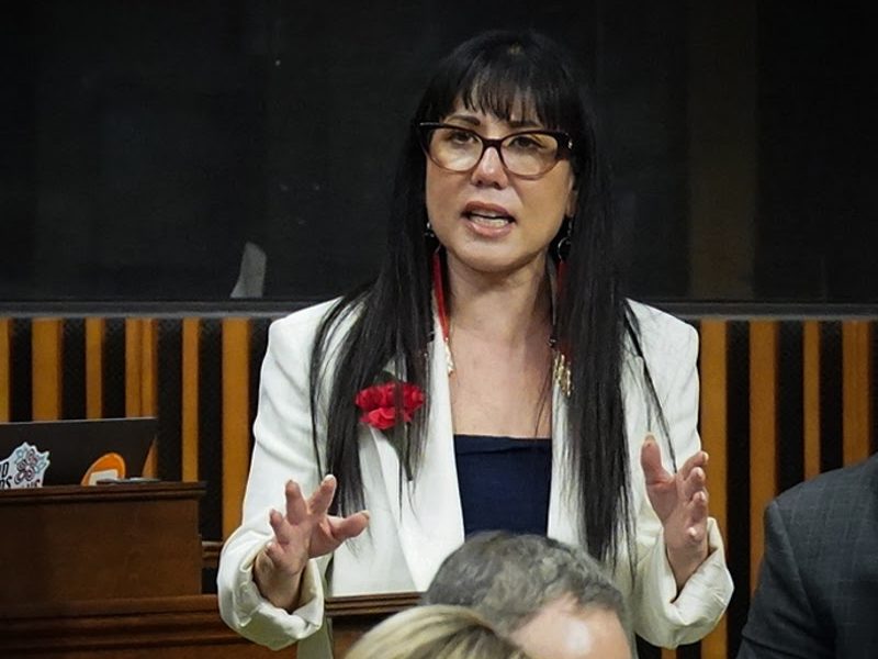 A photo of MP Leah Gazan during a question period session in the House of Commons in May 2022.
