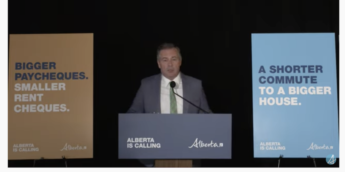 A screenshot of Jason Kenney at a recent news conference about Alberta’s new Jason is Calling ad campaign.