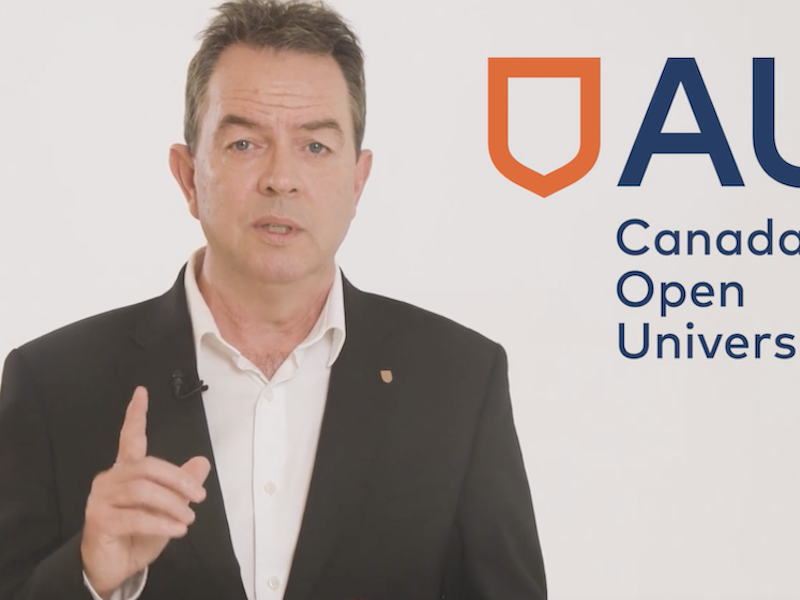 A screenshot of Athabasca University President Peter Scott tells off the UCP and Advanced Education Minister Demetrios Nicolaides in a video yesterday.