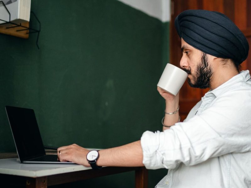 A photo of a Sikh man at work.