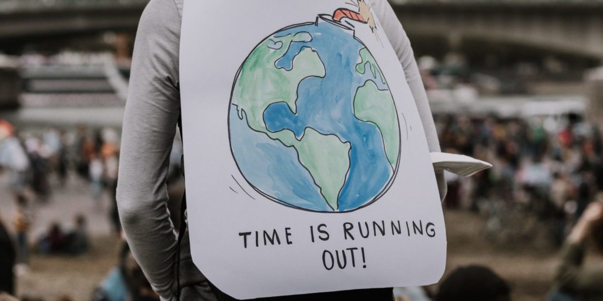 A photo of a pro-climate action sign.