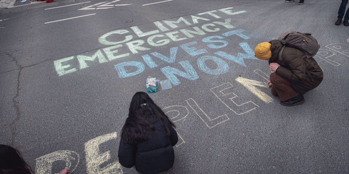 A photo of FFFTO members participating in a climate action event in March of 2022.