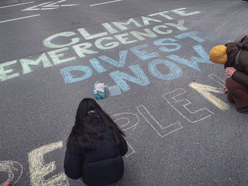 A photo of FFFTO members participating in a climate action event in March of 2022.