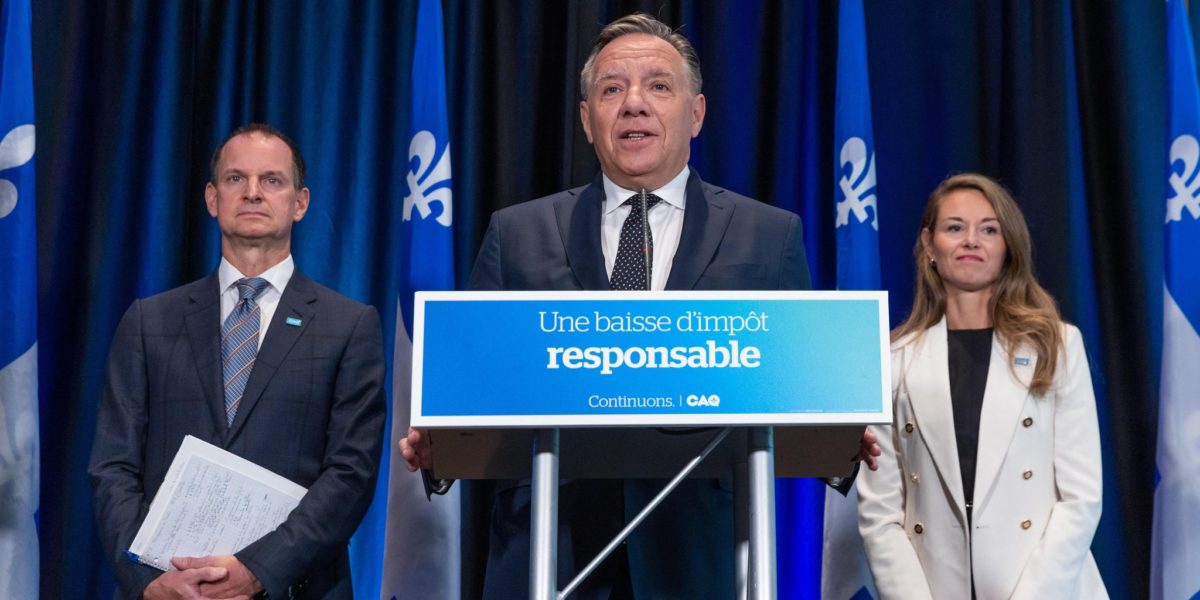 A photo of Quebec Premier Francois Legault used the notwithstanding clause to protect his Bill 96.