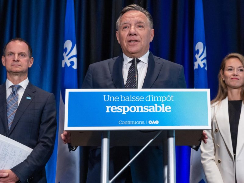 A photo of Quebec Premier Francois Legault used the notwithstanding clause to protect his Bill 96.