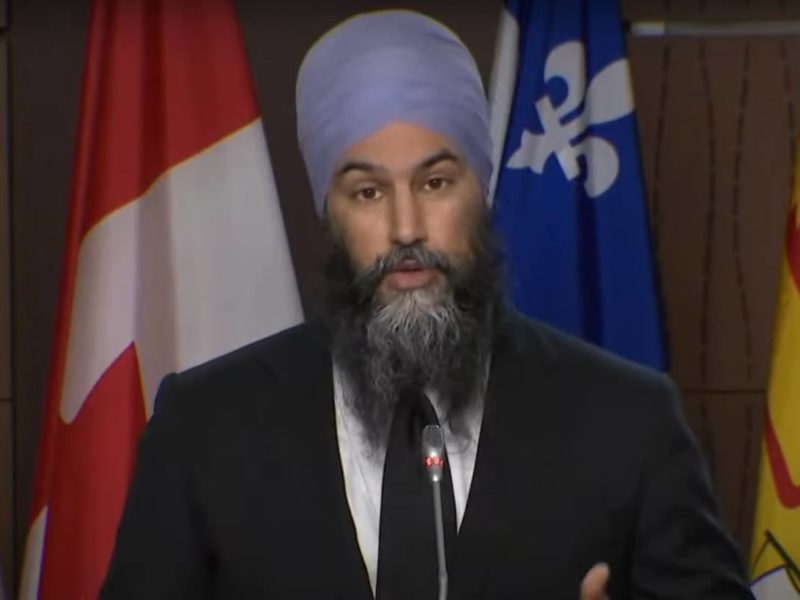 A screenshot of Jagmeet Singh addressing the media.