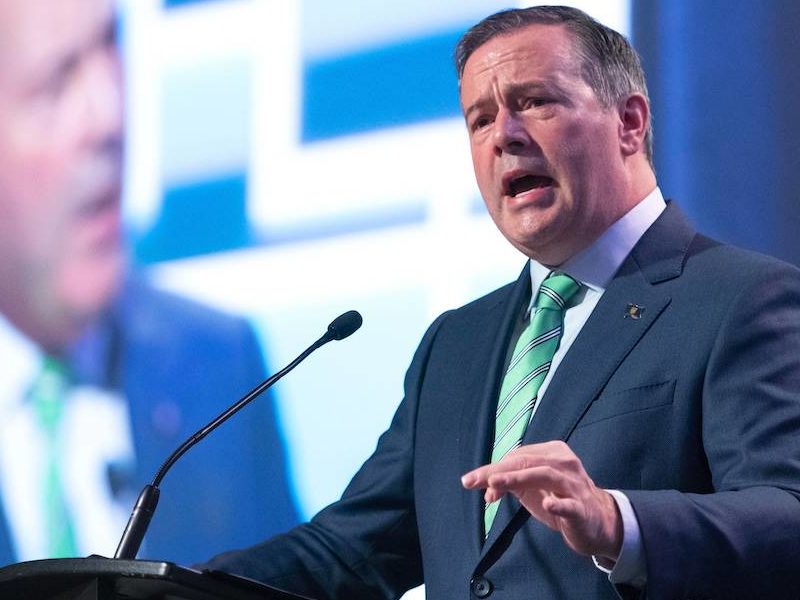 A photo of Alberta Premier Jason Kenney during his relaxed performance at the Alberta Municipalities convention in Calgary on Friday, September 23.