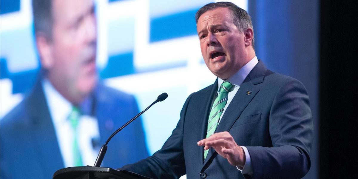 A photo of Alberta Premier Jason Kenney during his relaxed performance at the Alberta Municipalities convention in Calgary on Friday, September 23.