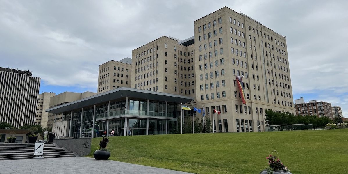 A photo of the former Federal Building, now the Queen Elizabeth II Building, in Edmonton.