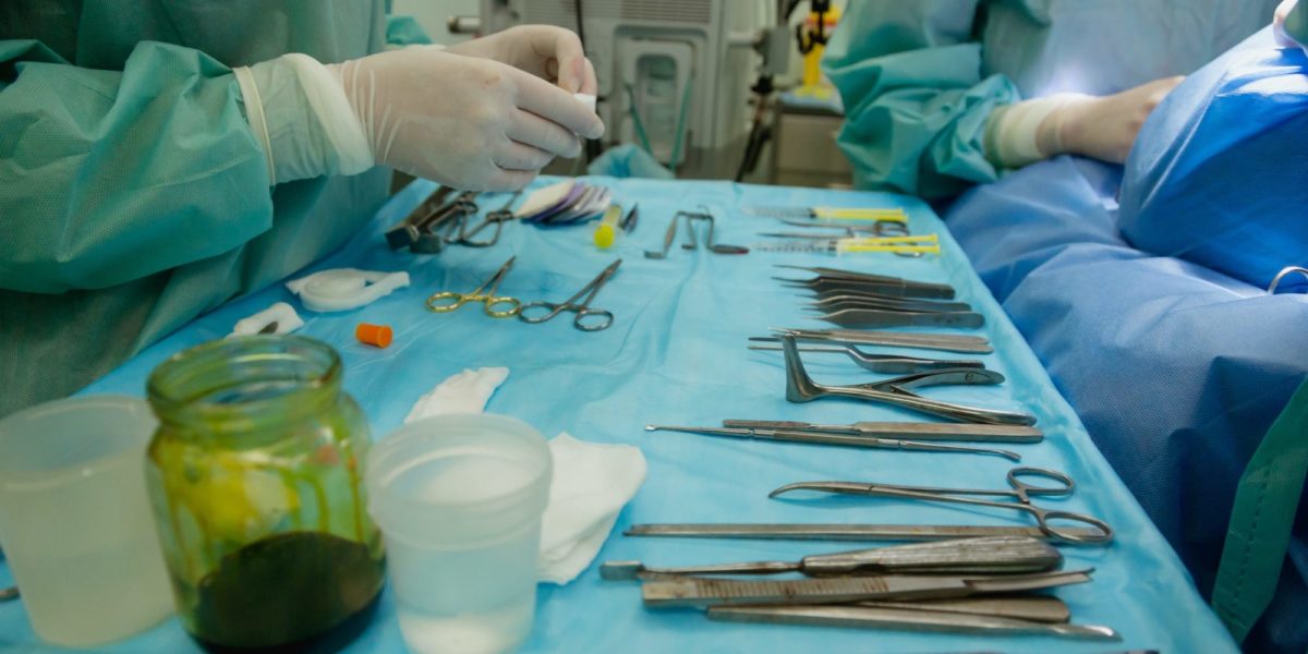 A photo of surgical tools in an operating room.