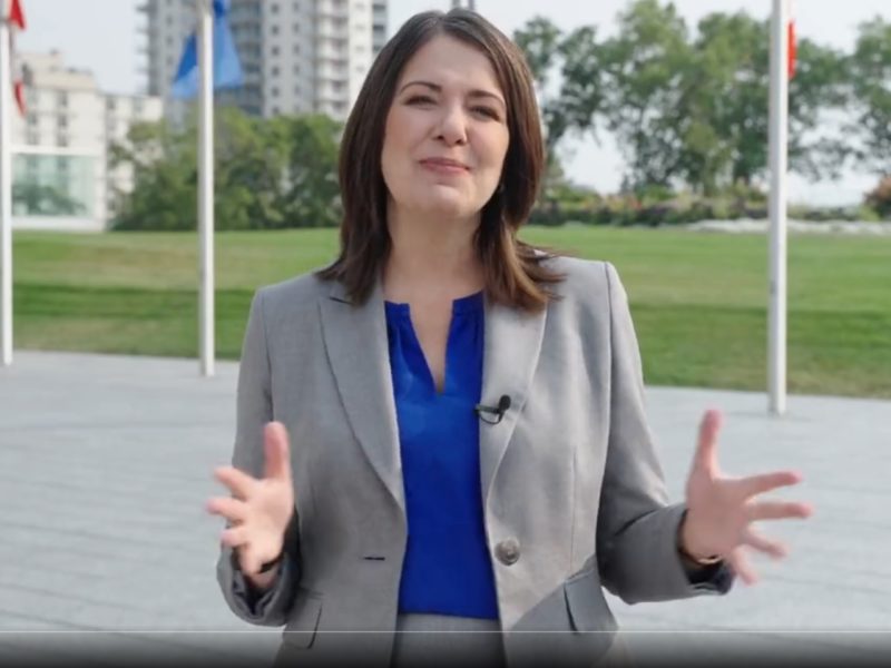 A screenshot of UCP leadership candidate Danielle Smith during a campaign video posted to Twitter.