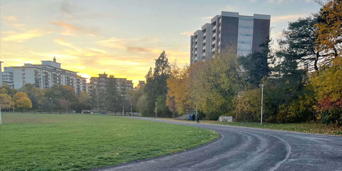 A photo of a running track in Toronto.