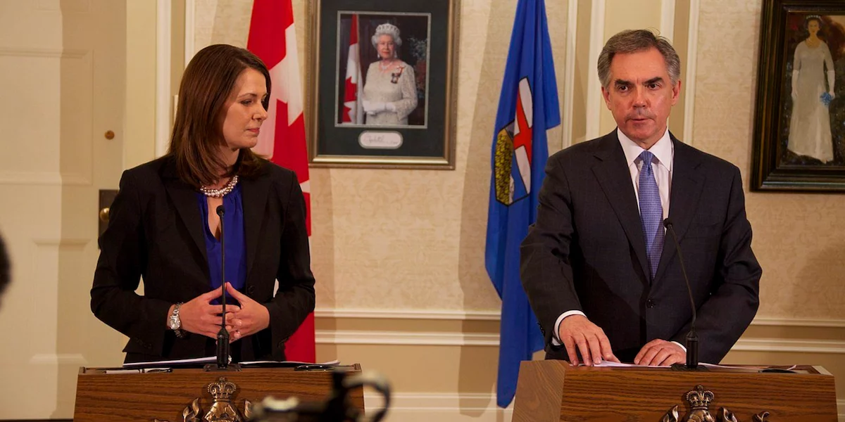 A phtoto of Danielle Smith and Jim Prentice on Dec. 14, 2014.