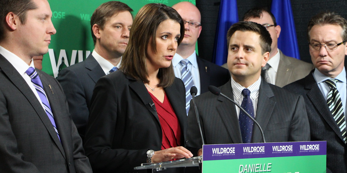 A photo of then Wildrose leader Danielle Smith in 2014, shortly before her defection to the Progressive Conservative benches; she is now widely expected to be named unelected premier of Alberta.