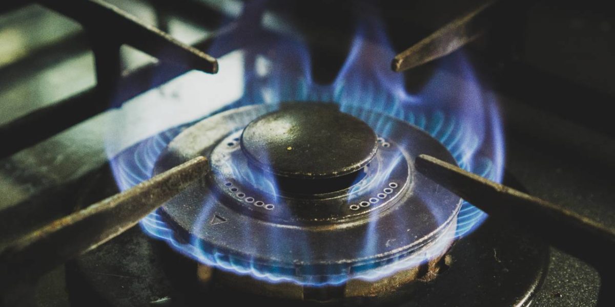 A photo of a gas stove burner.