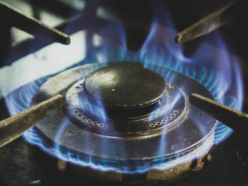 A photo of a gas stove burner.