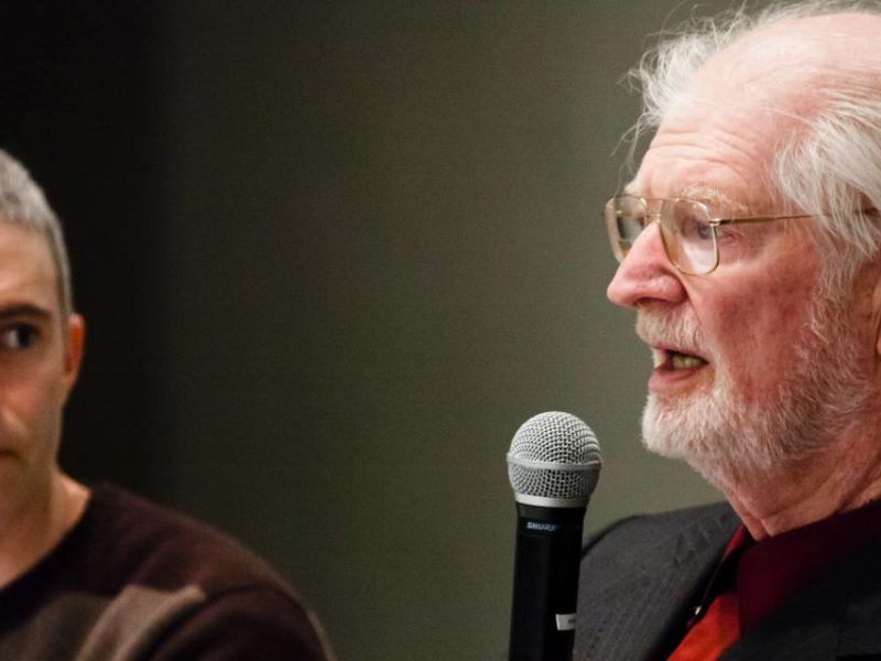 A photo of economist Herman Daly speaking during the Growth and the Future of the Chesapeake Bay conference at Hood College in Frederick, MD in 2015.