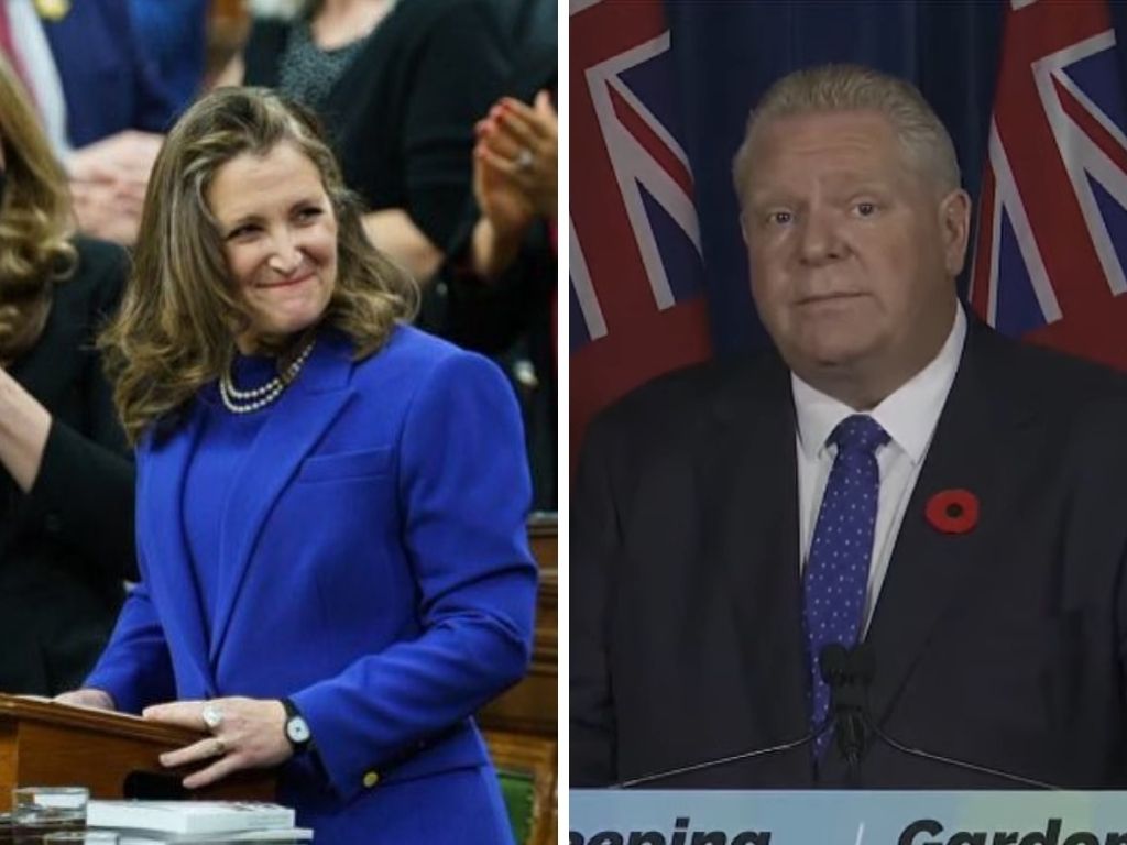 Pictured are Canada's Deputy Prime Minister Chrystia Freeland and Ontario Premier Doug Ford.