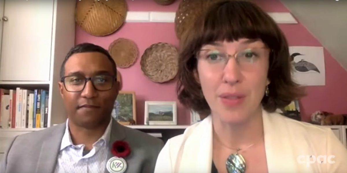 Pictured are co-leadership candidates Chad Walcott and Anna Keenan during the Green Party's November 9 leadership debate.