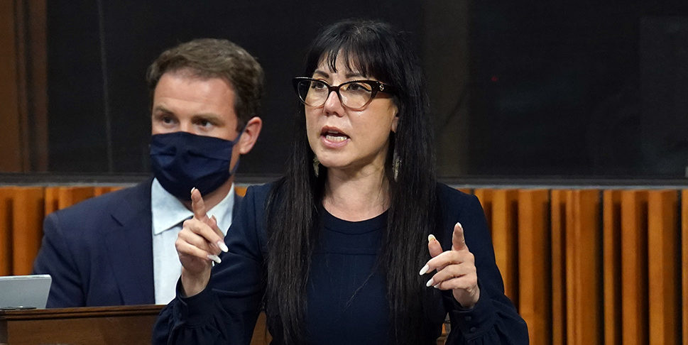 A photo of MP for Winnipeg Centre, Leah Gazan, in the House of Commons.