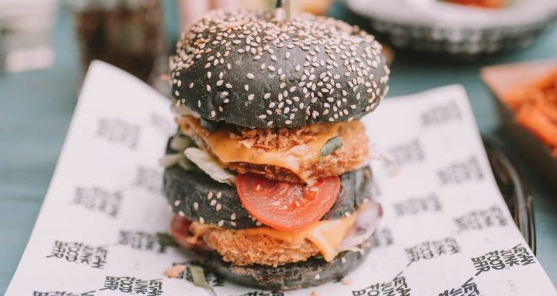 A photo of a vegan burger.