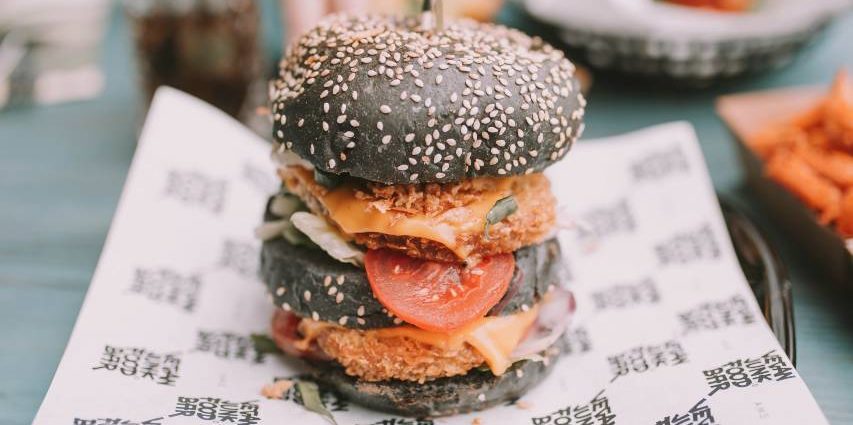 A photo of a vegan burger.