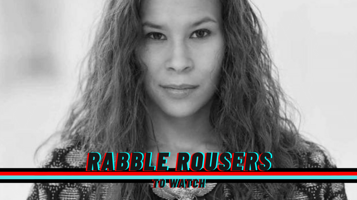 A photo of El Jones with the rabble rouser logo