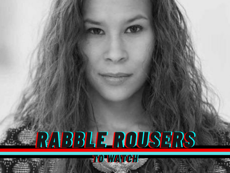 A photo of El Jones with the rabble rouser logo