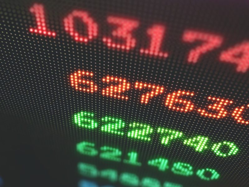 A close up image of numbers on a screen in descending order