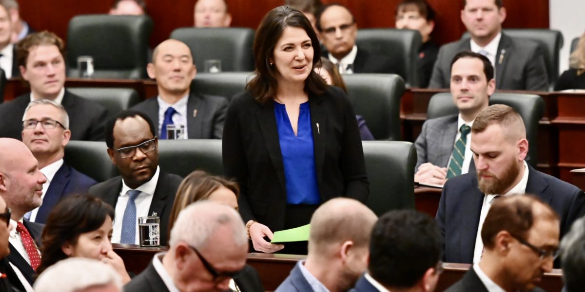 Alberta Premier Danielle Smith presenting her throne speech.