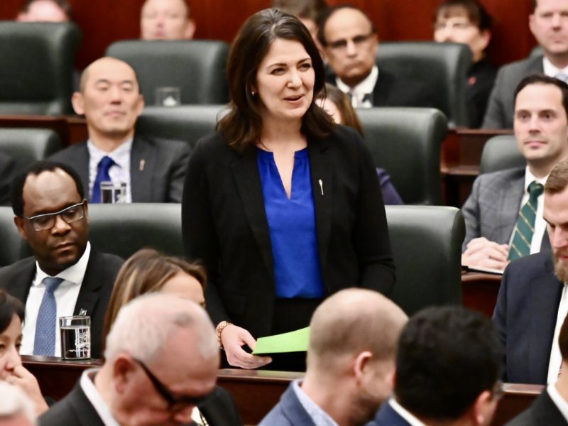 Alberta Premier Danielle Smith presenting her throne speech.