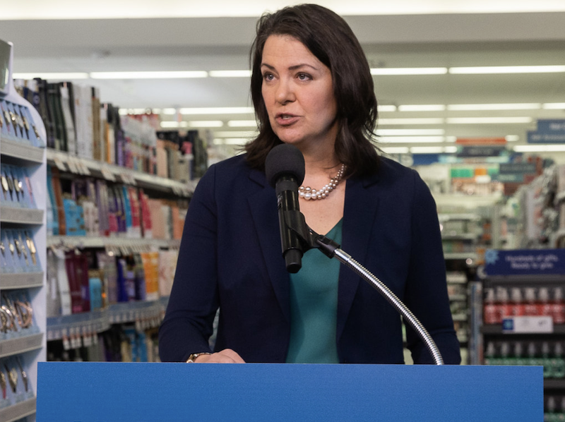 Premier Danielle Smith during last Wednesday's news conference about health measures.