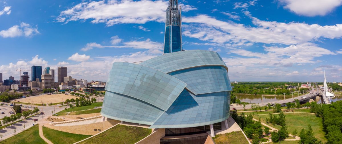A photo of the Canadian Museum for Human Rights in Winnipeg.