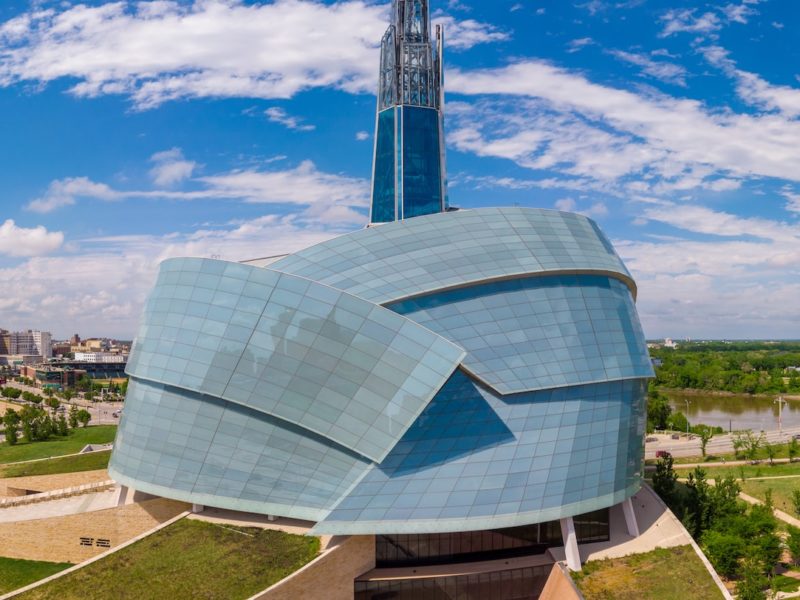 A photo of the Canadian Museum for Human Rights in Winnipeg.