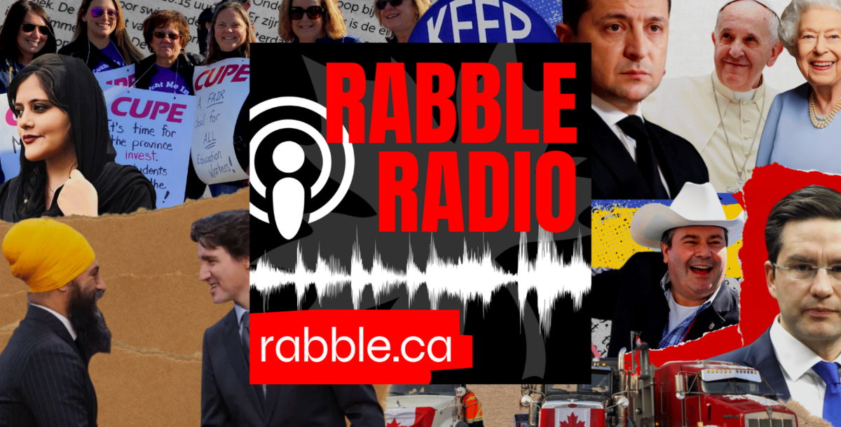 rabble radio logo surrounded by snapshots of 2022 and 2023.