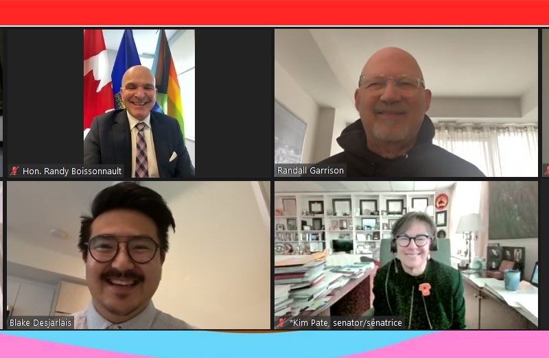 Members of the 2SLGBTQIA+ caucus during a Zoom call.