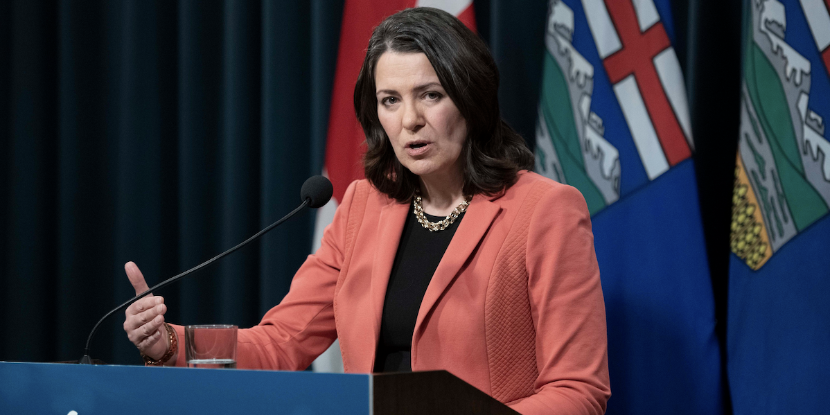 Alberta Premier Danielle Smith at a news conference in Calgary.