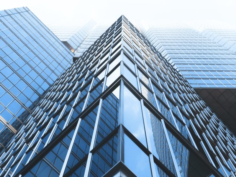 A low angle image of an office building