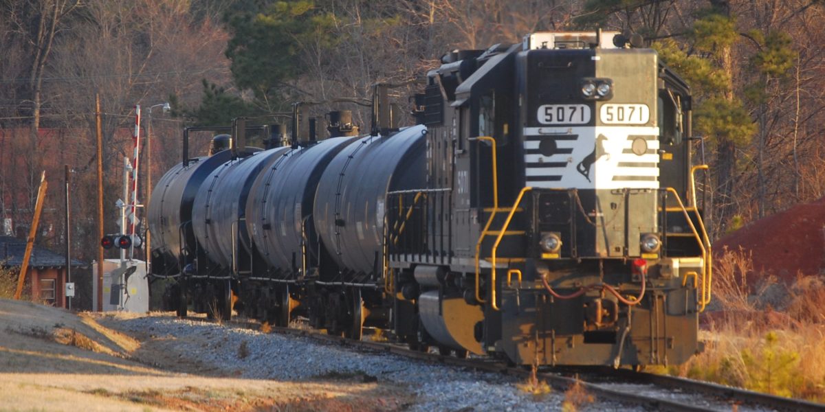 A train operated by Norfolk Southern, the same company that operated the train that crashed in East Palestine, OH.