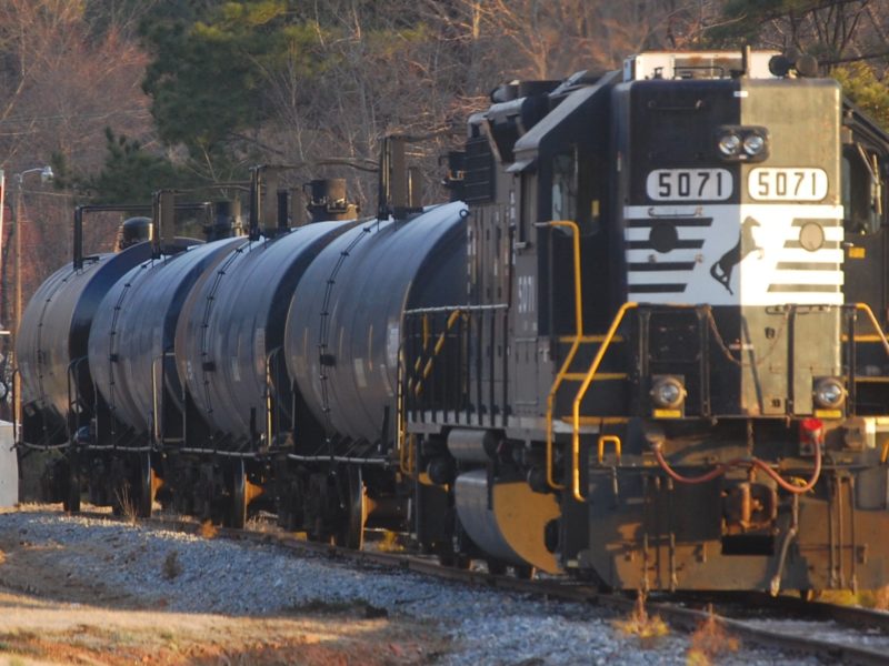 A train operated by Norfolk Southern, the same company that operated the train that crashed in East Palestine, OH.