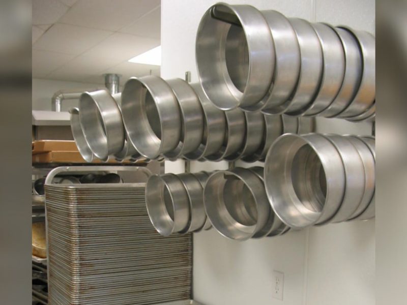 A wall of pots and pans. Some brands of non-stick cookware use PFAS chemicals.