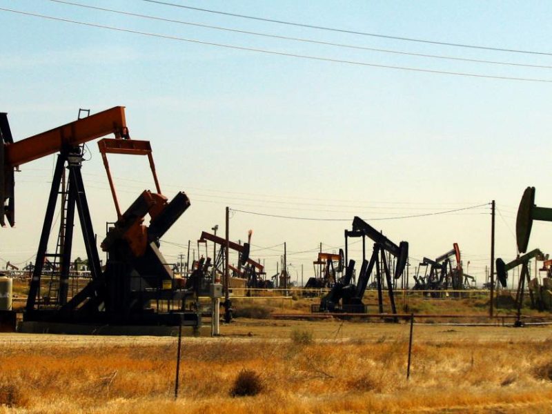 A field of oil pumps.