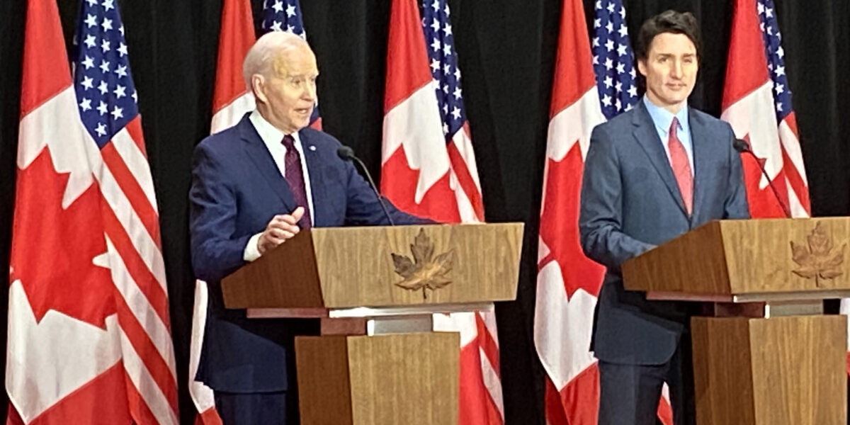 President Joe Biden and Prime Minister Justin Trudeau speaking at a press conference in Ottawa on Friday, March 23, 2023.