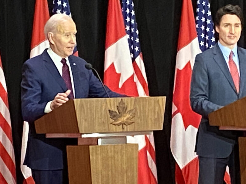 President Joe Biden and Prime Minister Justin Trudeau speaking at a press conference in Ottawa on Friday, March 23, 2023.