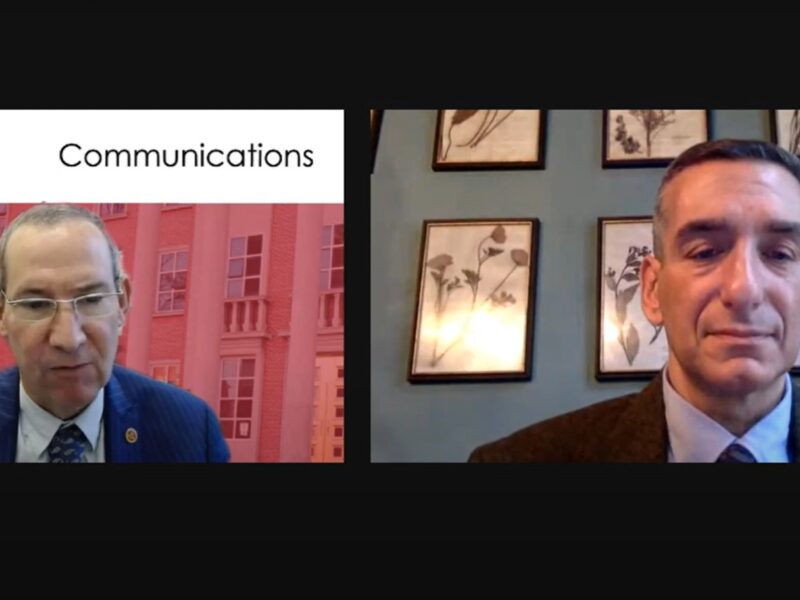 English Montreal School Board (EMSB) Michael Cohen appearing alongside Holocaust investigator Steven Rambam in an EMSB video.