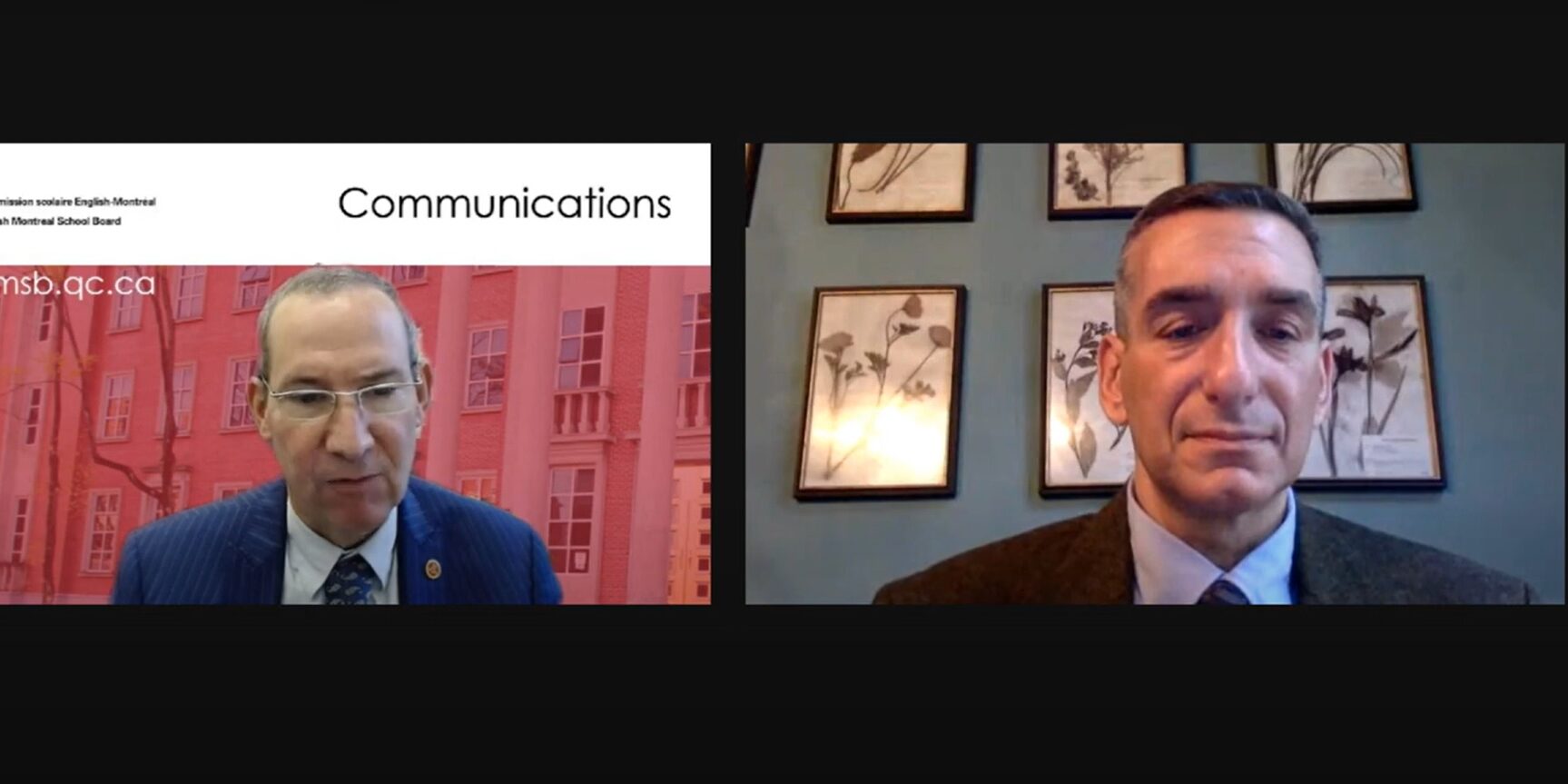 English Montreal School Board (EMSB) Michael Cohen appearing alongside Holocaust investigator Steven Rambam in an EMSB video.