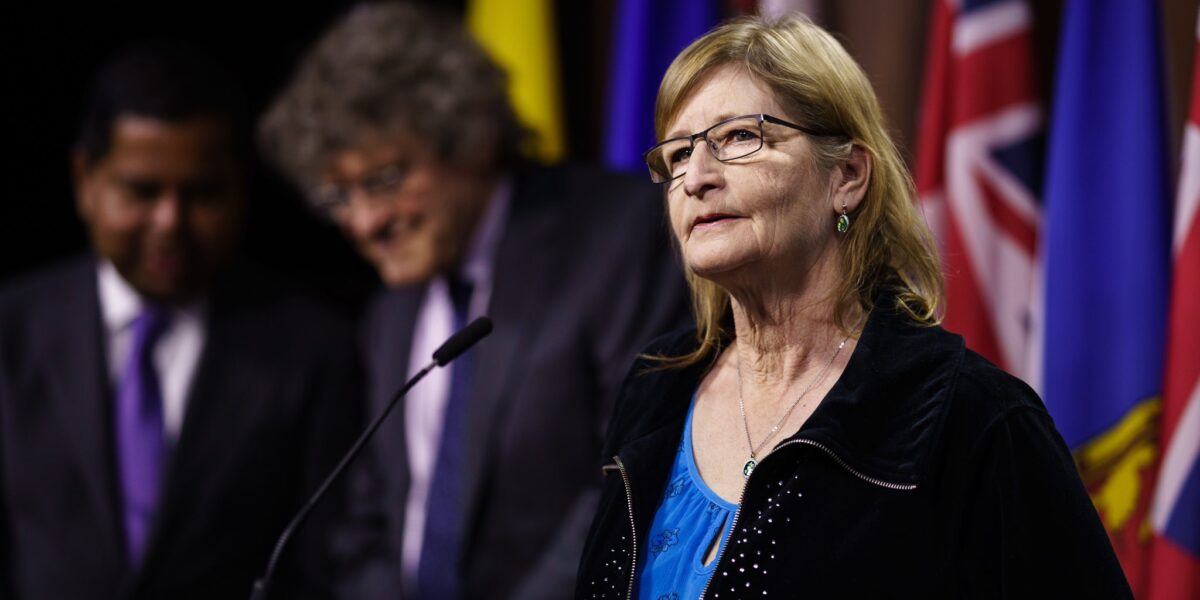 Susan Milgaard at the announcement of Bill C-40.