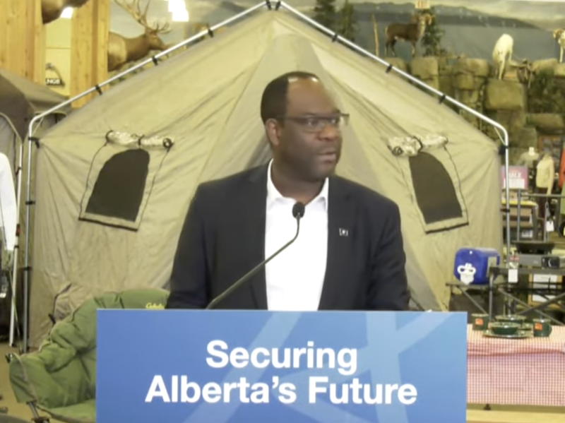 Alberta Deputy Premier Kaycee Madu at yesterday’s camping news conference.