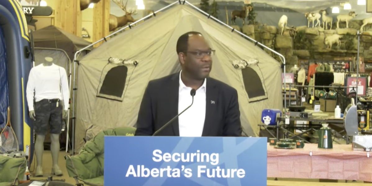 Alberta Deputy Premier Kaycee Madu at yesterday’s camping news conference.